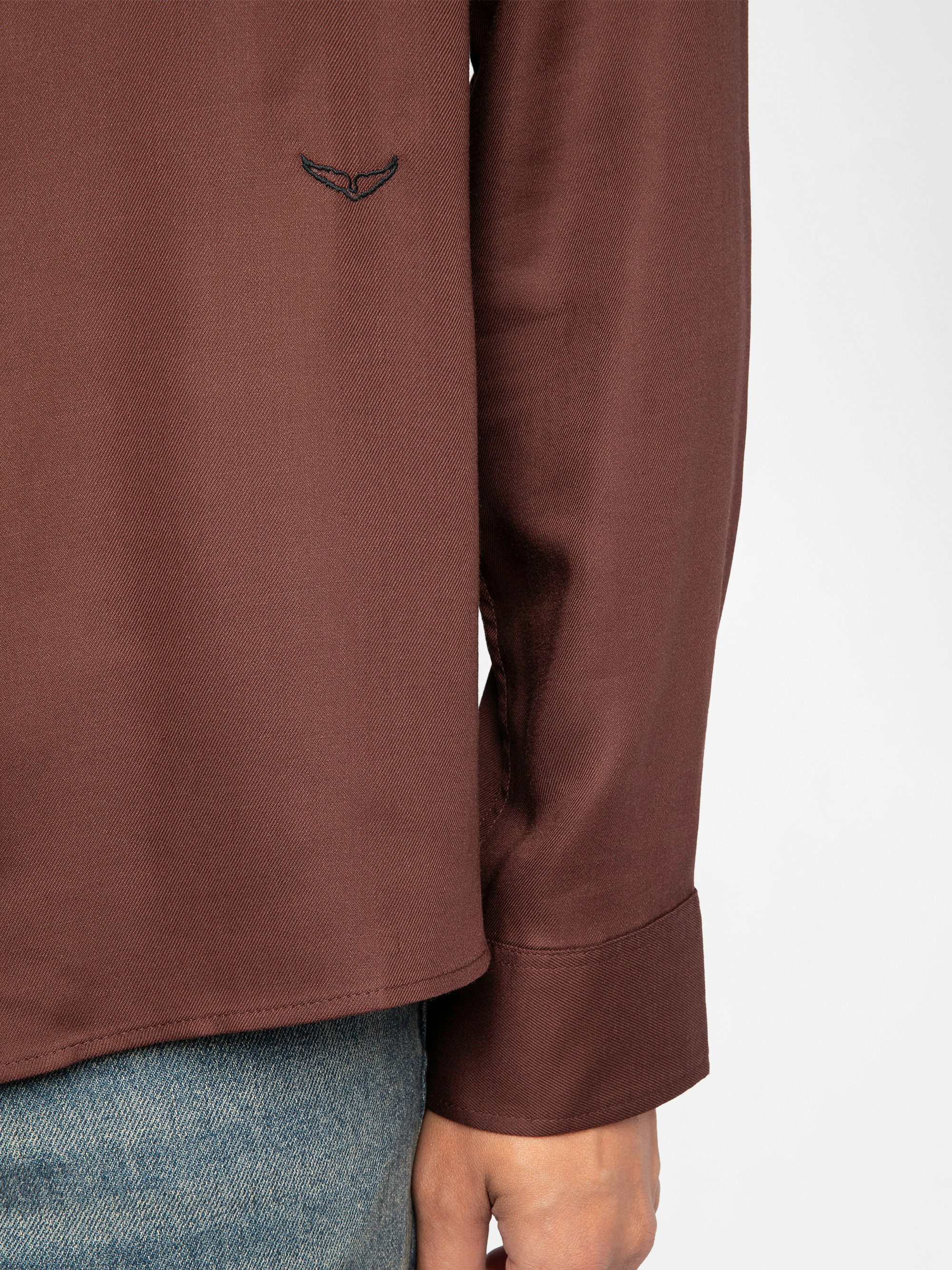 Sunay Shirt - Fluid fitted shirt with wing embroidery, long sleeves and button closure.